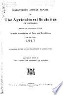 Annual Report of the Agricultural Societies of Ontario and of the Convention of the Ontario Association of Fairs and Exhibitions