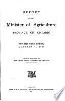 Annual Report of the Department of Agriculture, for the Province of Ontario