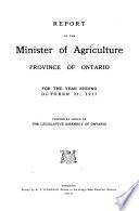 Annual Report of the Minister of Agriculture