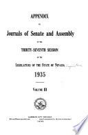 Appendix to Journals of Senate and Assembly ... of the Legislature