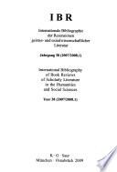 International Bibliography of Book Reviews of Scholarly Literature in the Humanities and Social Sciences 2008
