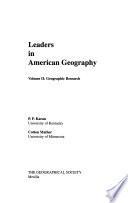 Leaders in American Geography: Geographic research