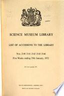 List of Accessions to the Library
