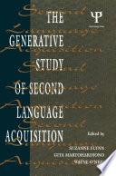 The Generative Study of Second Language Acquisition