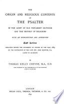 The origin and religious contents of the psalter